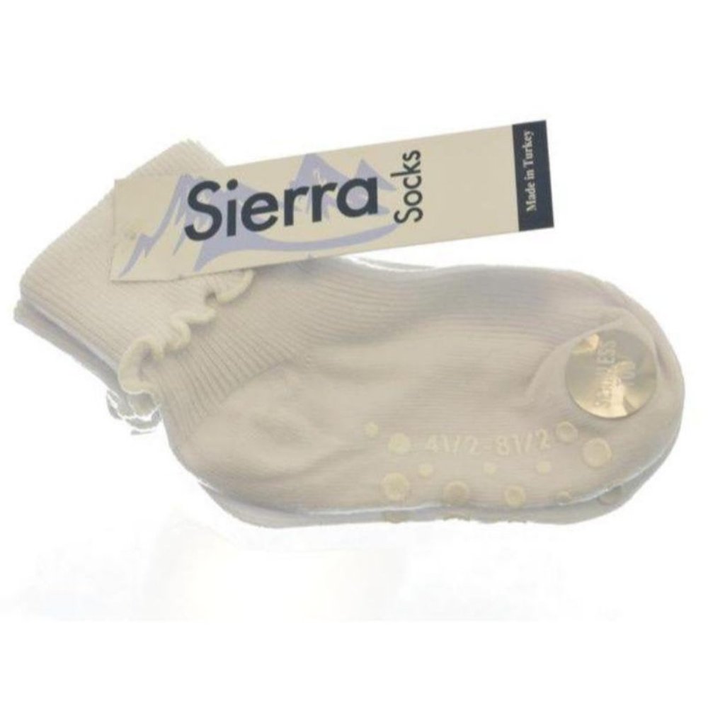 Girls Single Cuff With Ripple Seamless Toe Socks